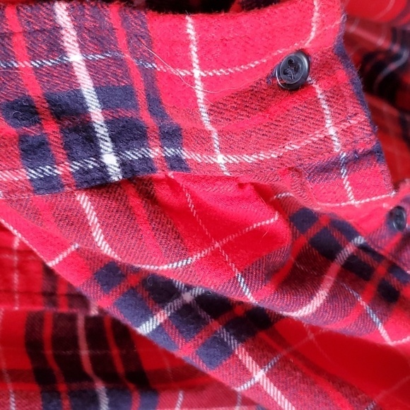 Merona red plaid flannel LS shirt one pocket size XL - Picture 7 of 9